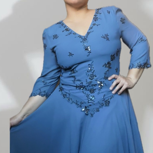 Vintage Scala Blue Embellished Maxi Dress - Picture 3 of 11